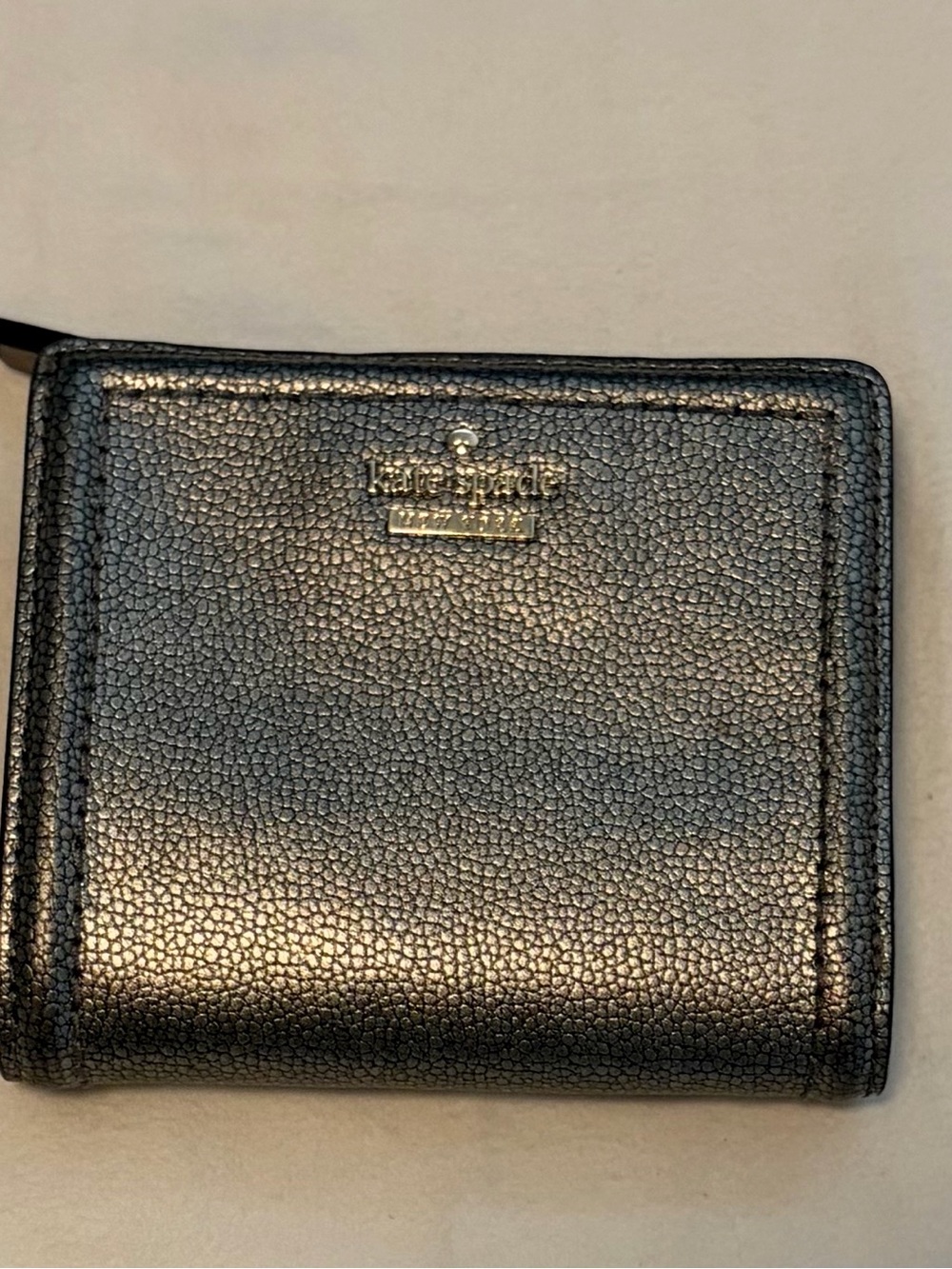 kate spade metallic gray pebbled leather zip wallet - Picture 6 of 15